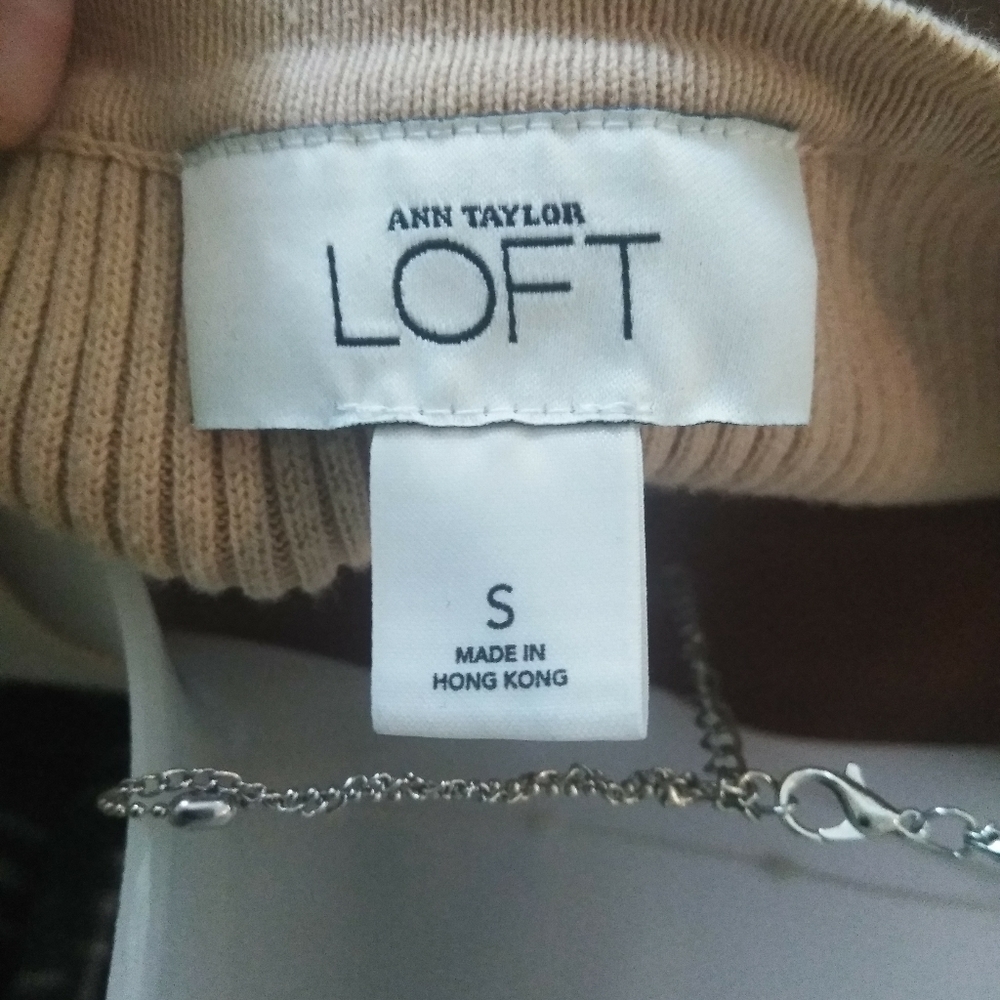 Loft Pullover Half Button Tan Sweater Size Small - image 4